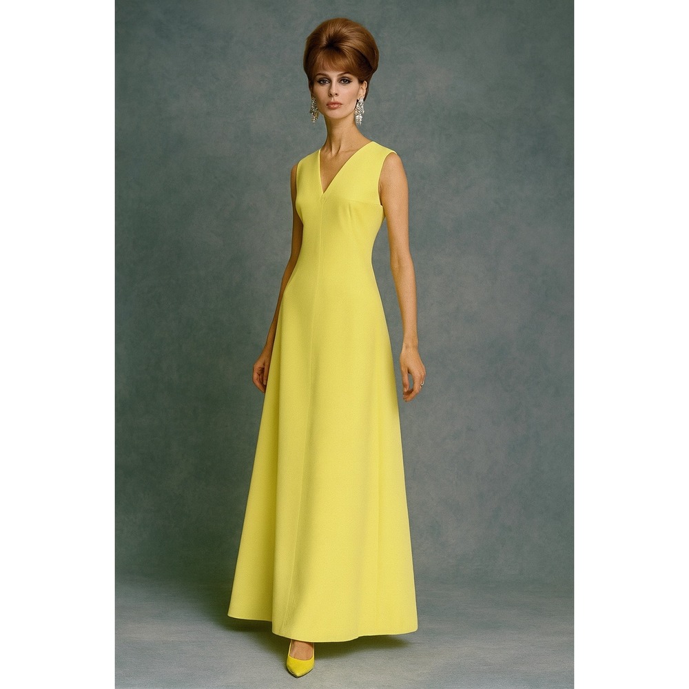 Vintage 60's Lemon Yellow Handmade Sleeveless‎ Maxi Dress